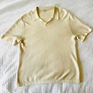 Madewell Johnny-Collar Short-Sleeve Sweater Polo - Size SMALL - CREAM